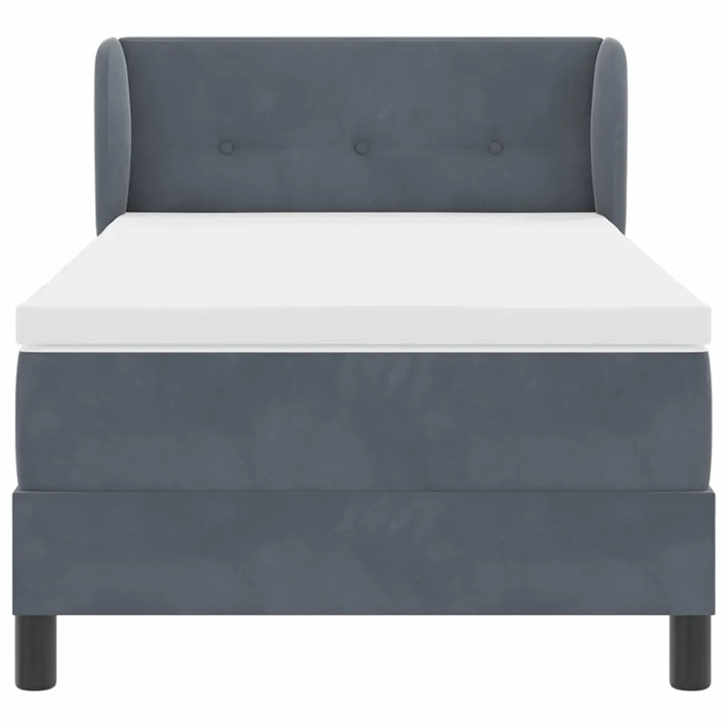 Letto a molle con testiera Grigio scuro 100 x 200 cm Velluto 3340377