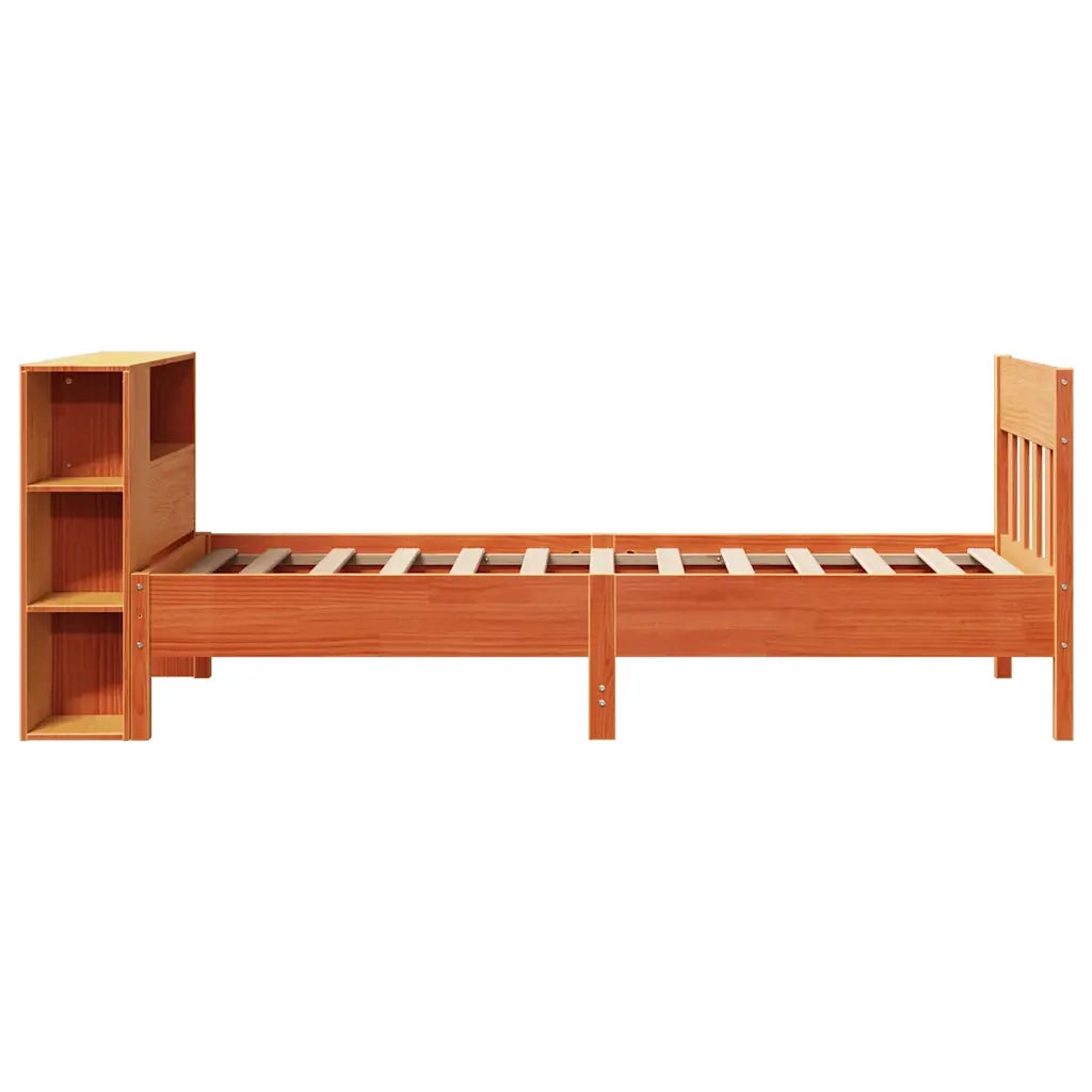 Letto Libreria senza Materasso Marrone Cera 100x200 cm in Pino 3323199