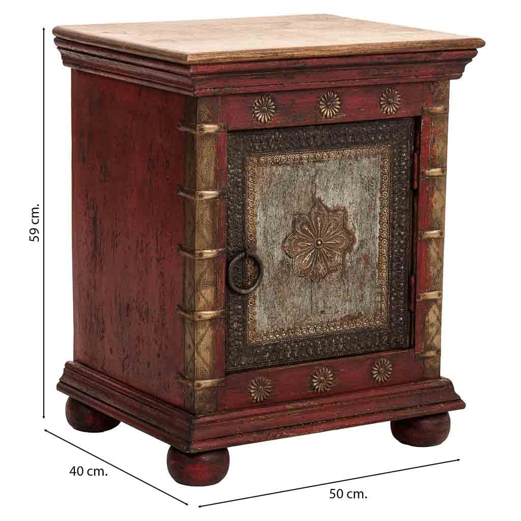 Comodino in legno rosso 50x40x59