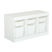 Mobile contenitore per bambini decorazione legno 6 contenitori, bianco