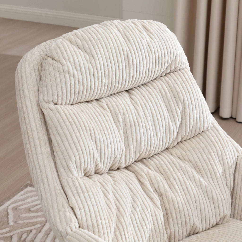 POLTRONA A DONDOLO 74x94x96 cm Beige in Velluto a Coste