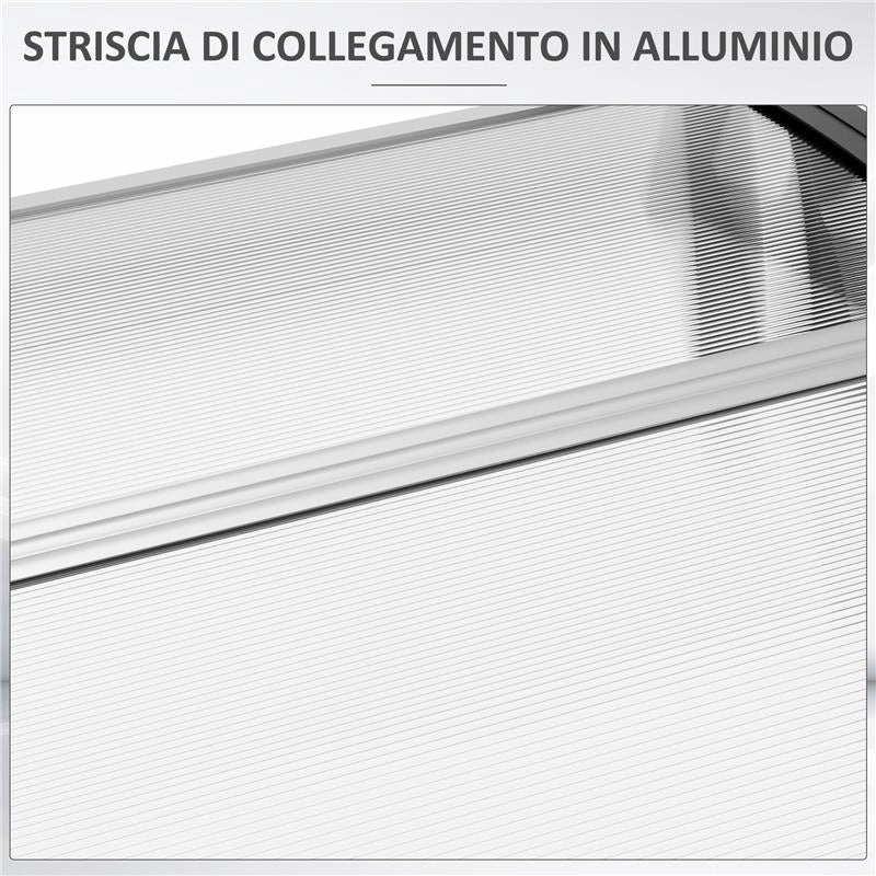 TENDA DA SOLE CURVA CON VITI E BULLONI INCLUSI, IN POLICARBONATO, PP E ALLUMINIO, 90X150X25 CM