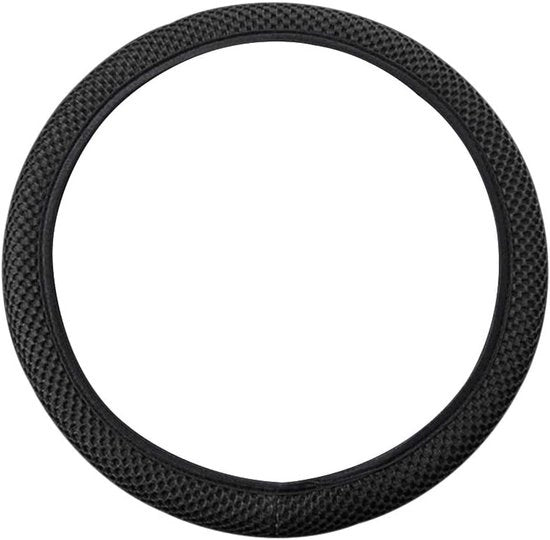 Cappotta per volante elastica, universale 15 pollici, lato microfibra respiro, antiscivolo, senza odore, facile da trasportare, calda in inverno e fresca in estate (nero)