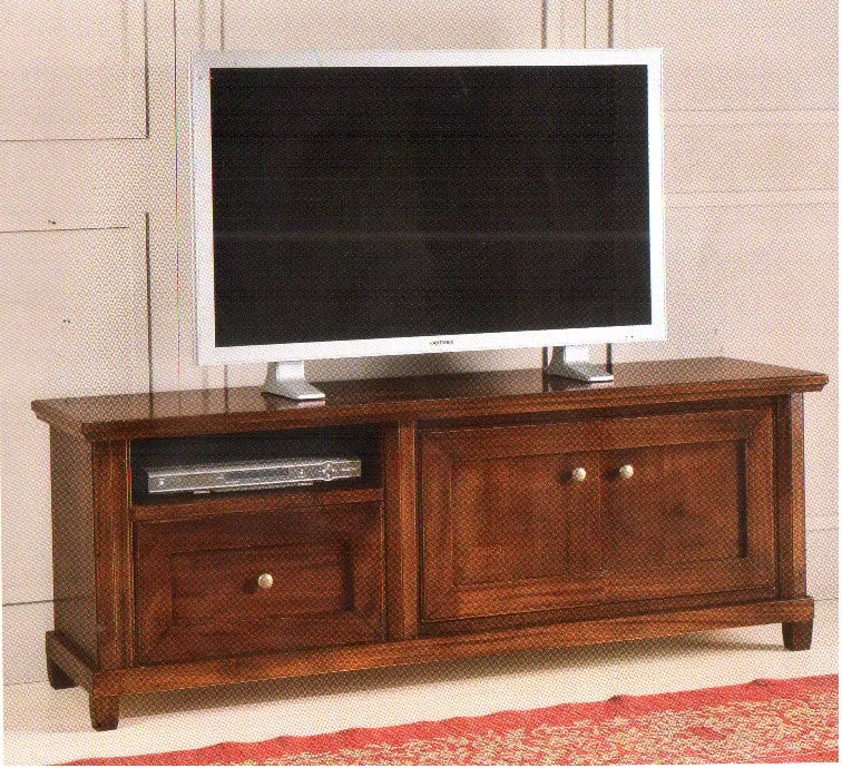 Porta tv arte povera in legno 2 porte tinta noce   l.160 p.45 h.57 - Mobili 2G