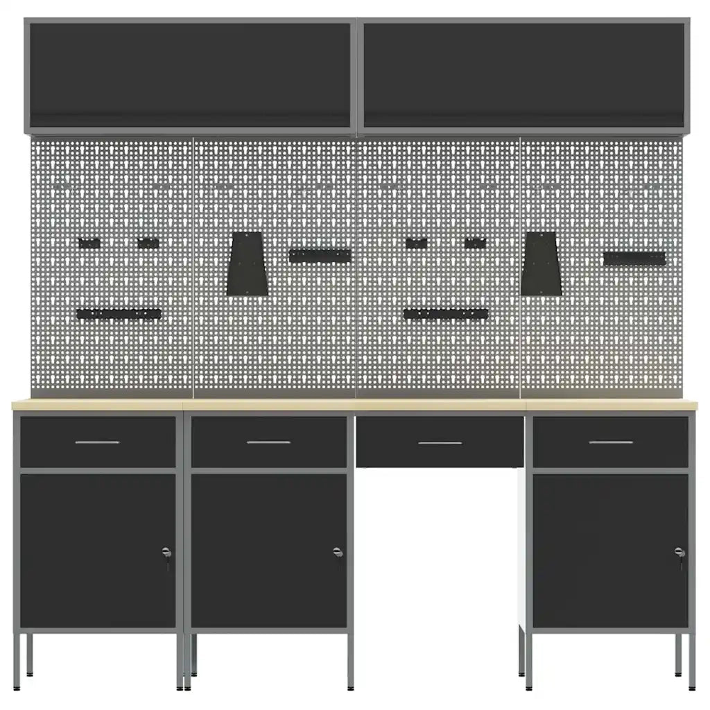 Set di mobili da lavoro con cassetto con blocco 10 pcs Nero 3321474