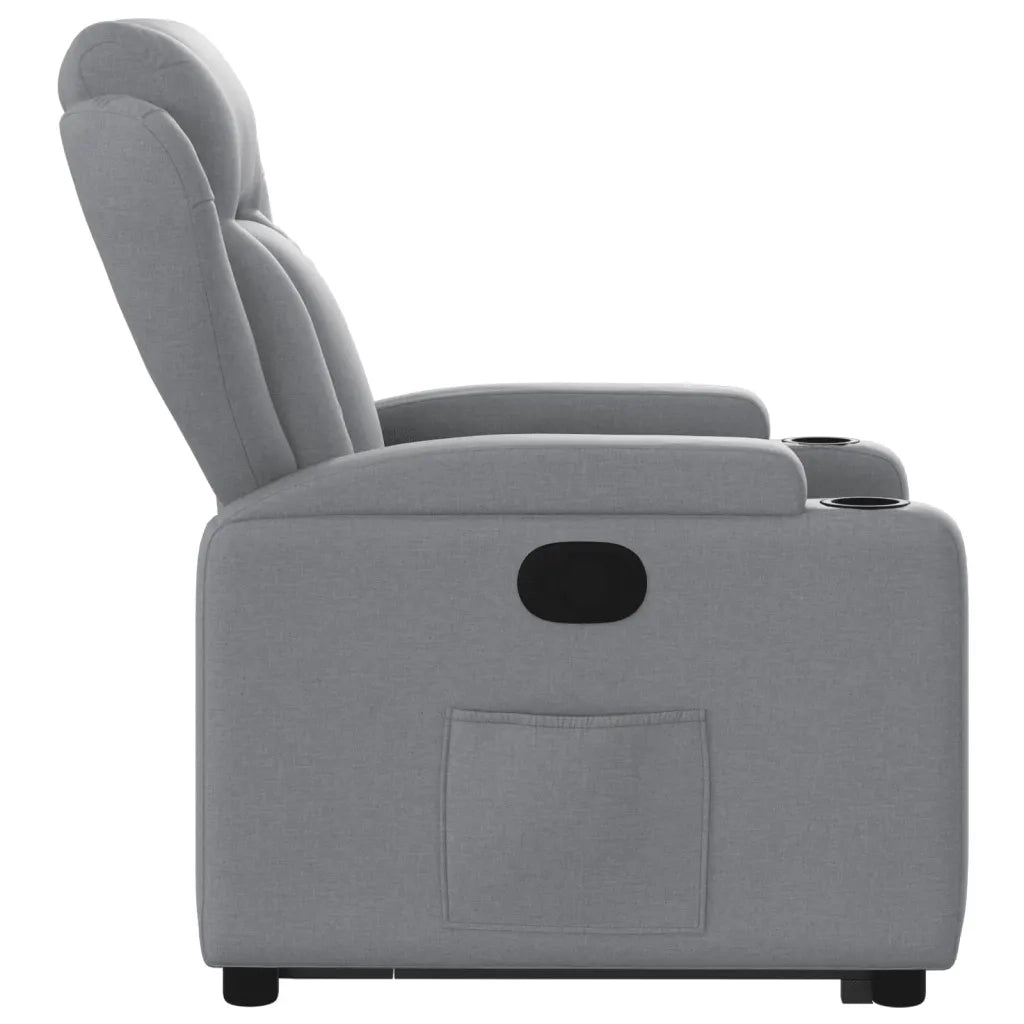 Poltrona | Sedia Relax Alzapersona Reclinabile Grigio Chiaro in Tessuto