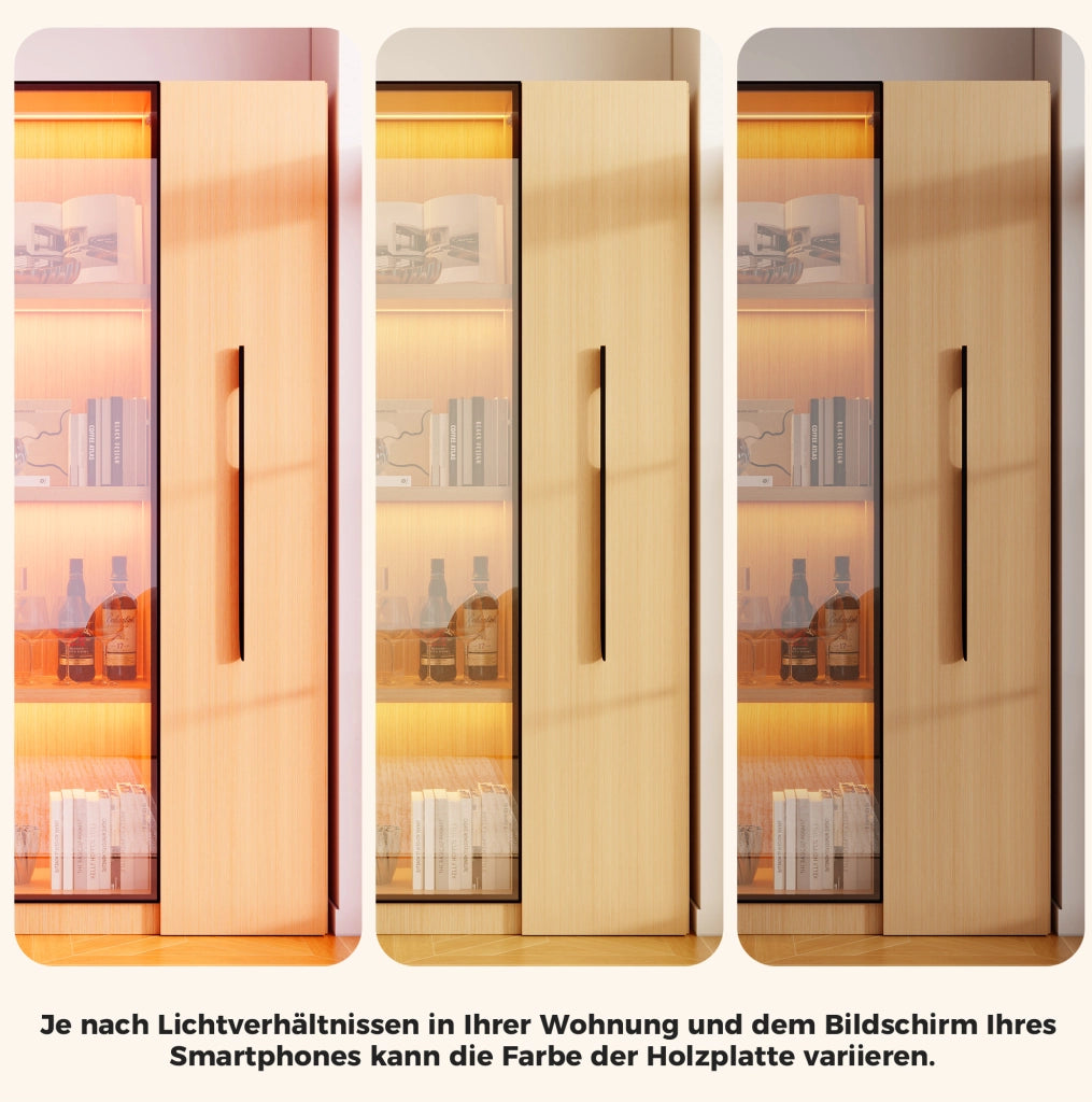 Vetrina con LED e ripiano estraibile in MDF rovere