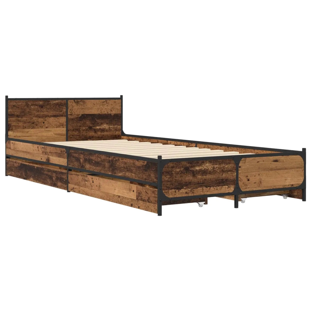 Struttura letto con testata con ruota Legno antico 80 x 200 cm 3429695