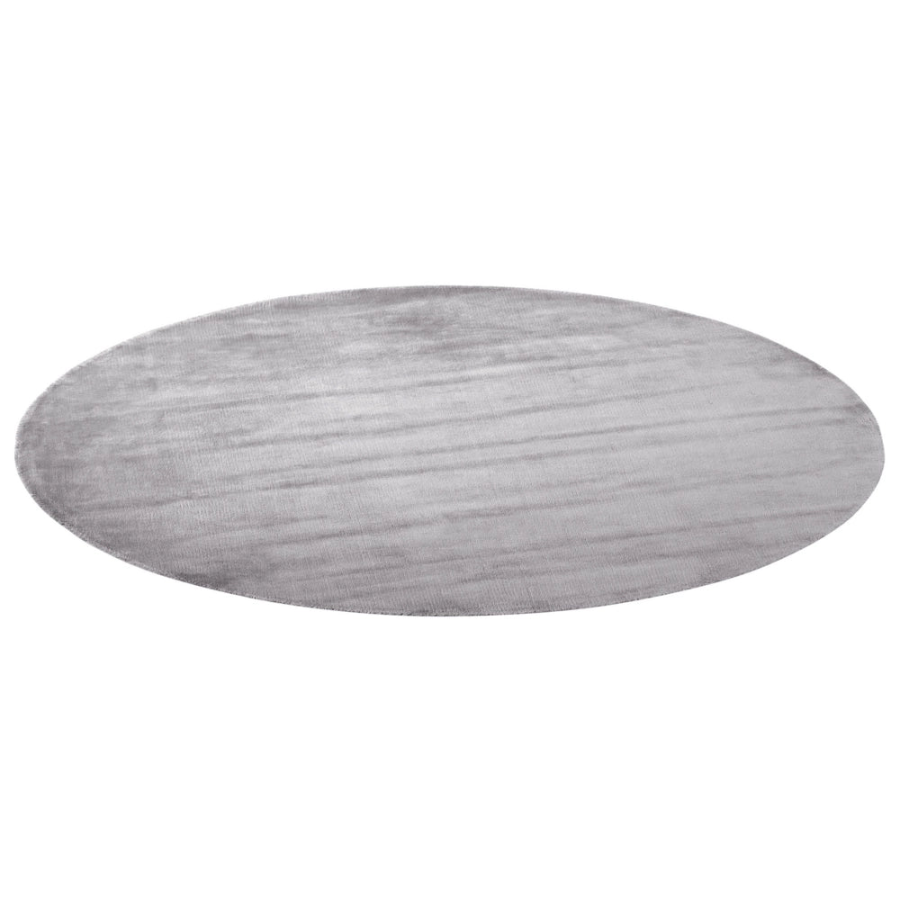 Tappeto Grigio Chiaro Viscosa Rotondo 140 cm Trapuntato a Mano pelo corto Moderno