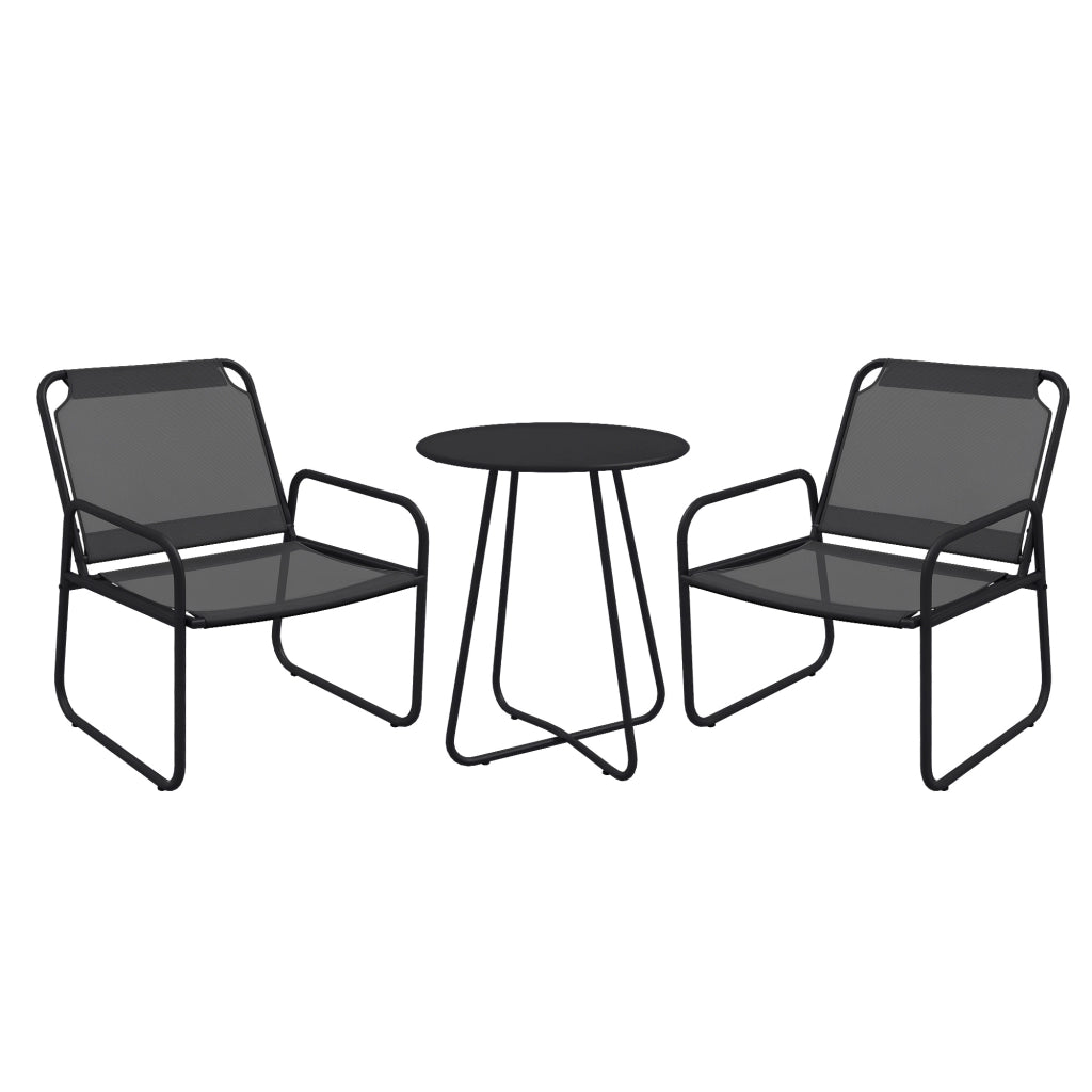 Set da giardino 3 pezzi con divanetto e tavolino ¨C zephmum ¨C grigio, acciaio, tessuto mesh