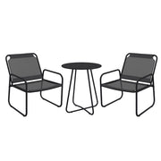 Set da giardino 3 pezzi con divanetto e tavolino ¨C zephmum ¨C grigio, acciaio, tessuto mesh