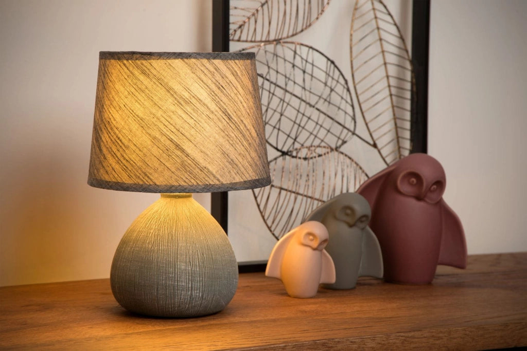 Lampada da tavolo Lucide Ramzi grigia ceramica E14 40W