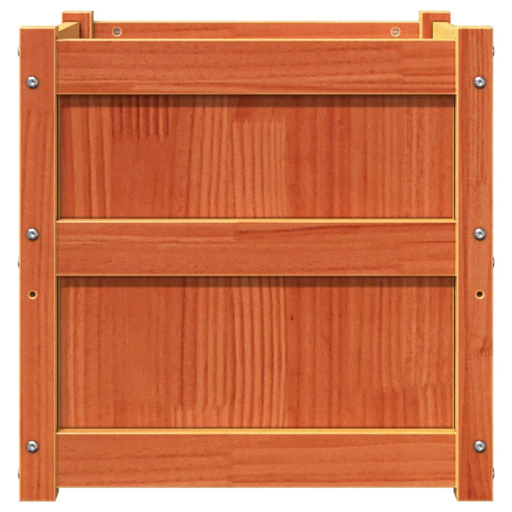 Fioriera rialzata per piante fiori terrazza giardino finitura a cera 50 x 50 x 50 cm legno di pino massiccio marrone 02_0038463