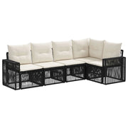 Set Divano da Giardino 5 pcs Nero e Bianco Crema polyrattan 3435121
