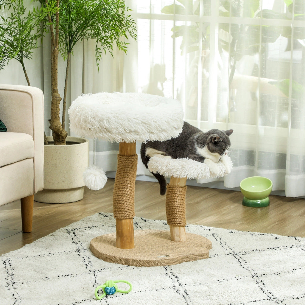 Albero tiragraffi per gatti con letto e piattaforma ¨C zephmum ¨C bianco 61.5 cm