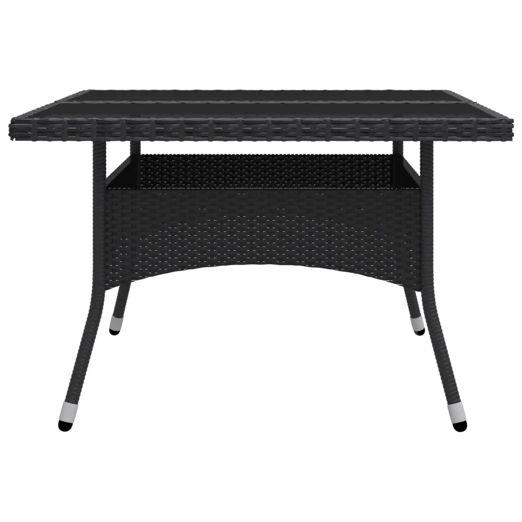 Set Mobili da Pranzo per Giardino 9 pz Polyrattan e Vetro Nero 3058338