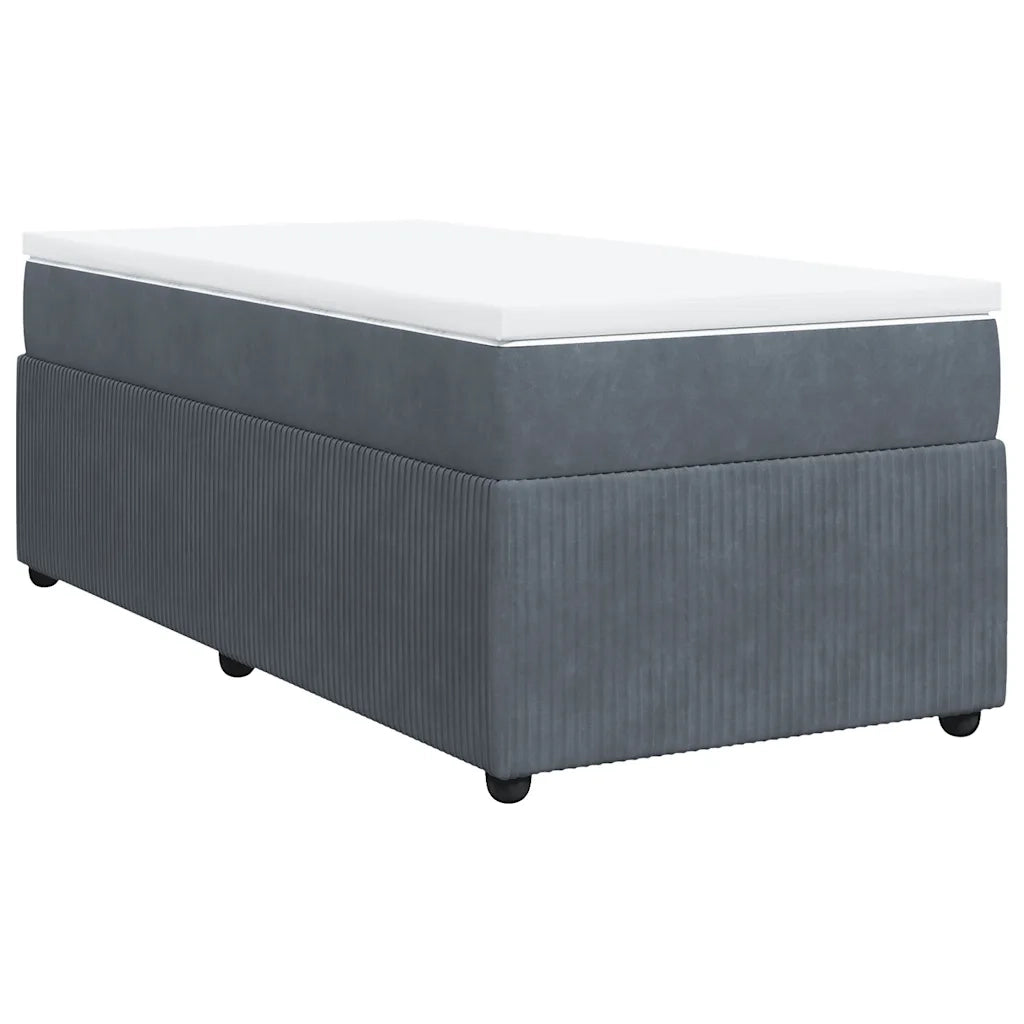 Giroletto a Molle con Materasso Grigio Scuro 90x200 cm Velluto