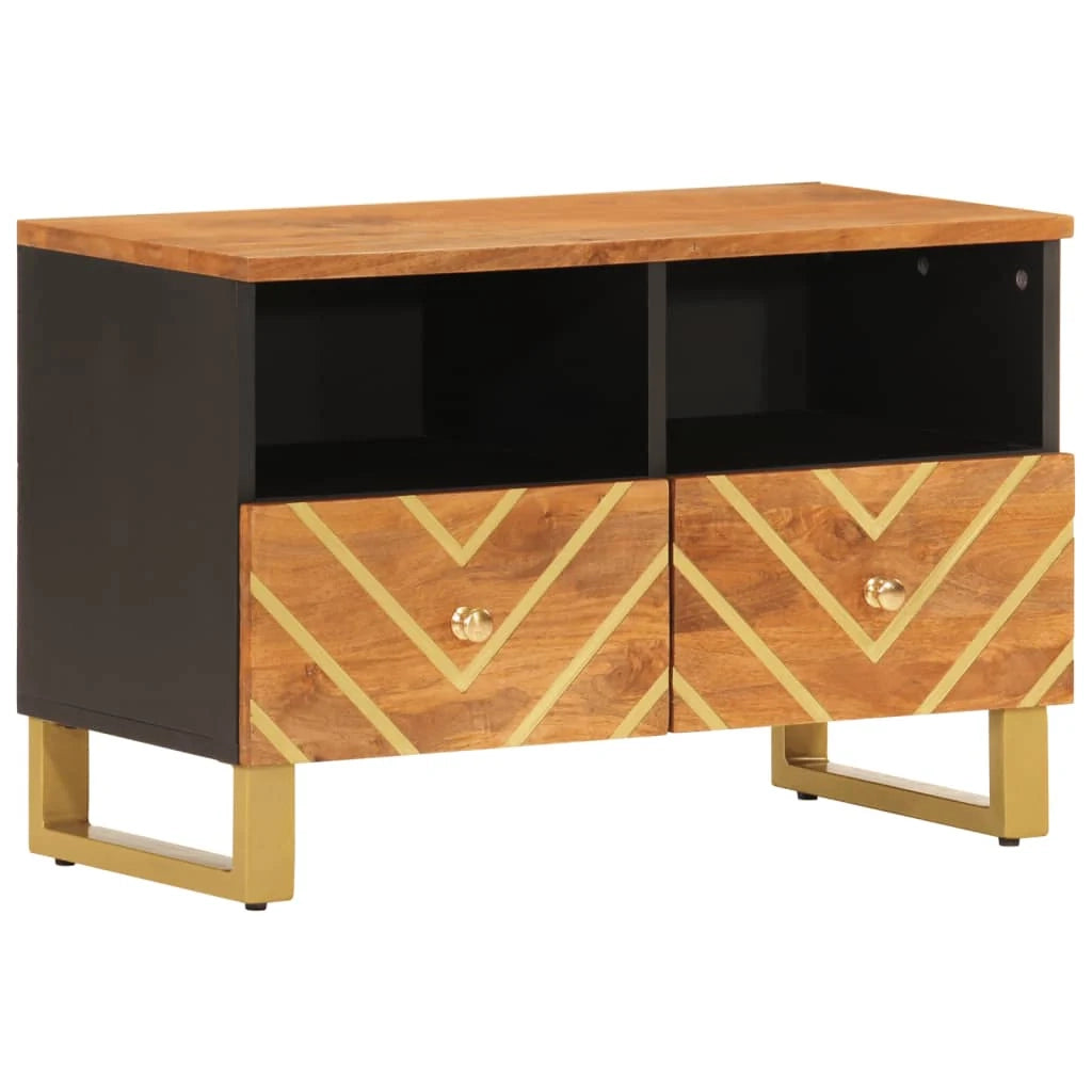 Mobile TV multimediale scaffale TV credenza mobile TV sala da pranzo soggiorno camera da letto 70 x 33,5 x 46 cm legno massello di mango marrone 02_0027596