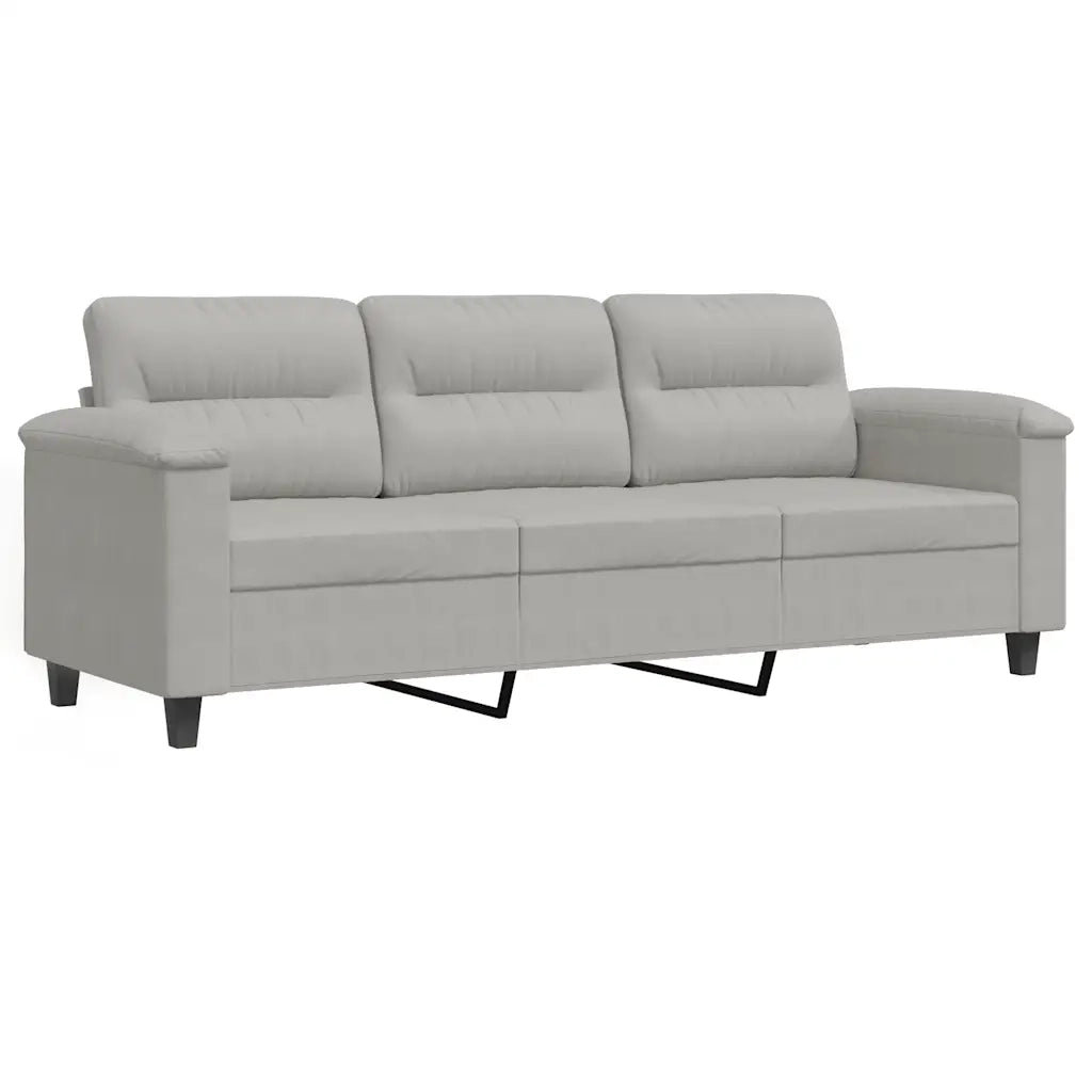 Divano a 3 Posti Grigio Chiaro 180 cm in Tessuto Microfibracod mxl 133350