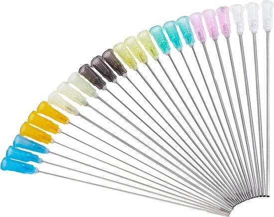 Aghi per Dosing con Punta Tonda 24pz 8 Dimensioni Miste Aghi per Rifornimento Fluidi Olio Colla Applicatore Aghi a Punta Lunga per Mescolare - 16GA 12GA 10GA 9GA 8GA