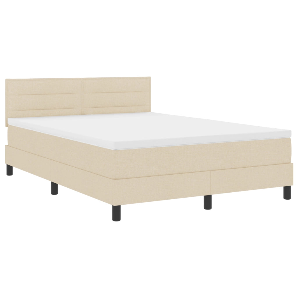 Letto a Molle con Materasso e LED Cream 140x190 cm in Tessuto