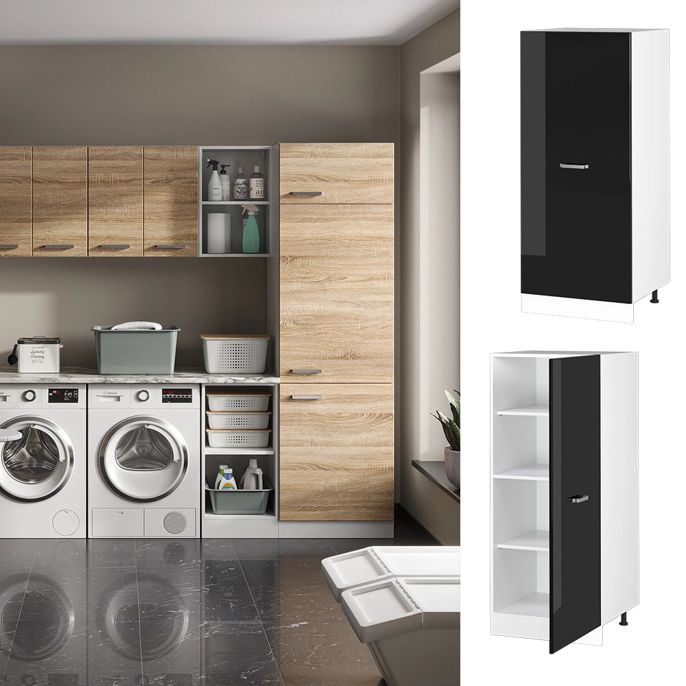 Vicco Dispensa universale Nero lucido 60 cm con ripiani aperti e anta