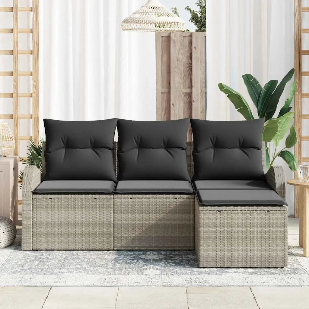 Set Divano da Giardino | Set Salotto da Giardino Grigio chiaro polyrattan
