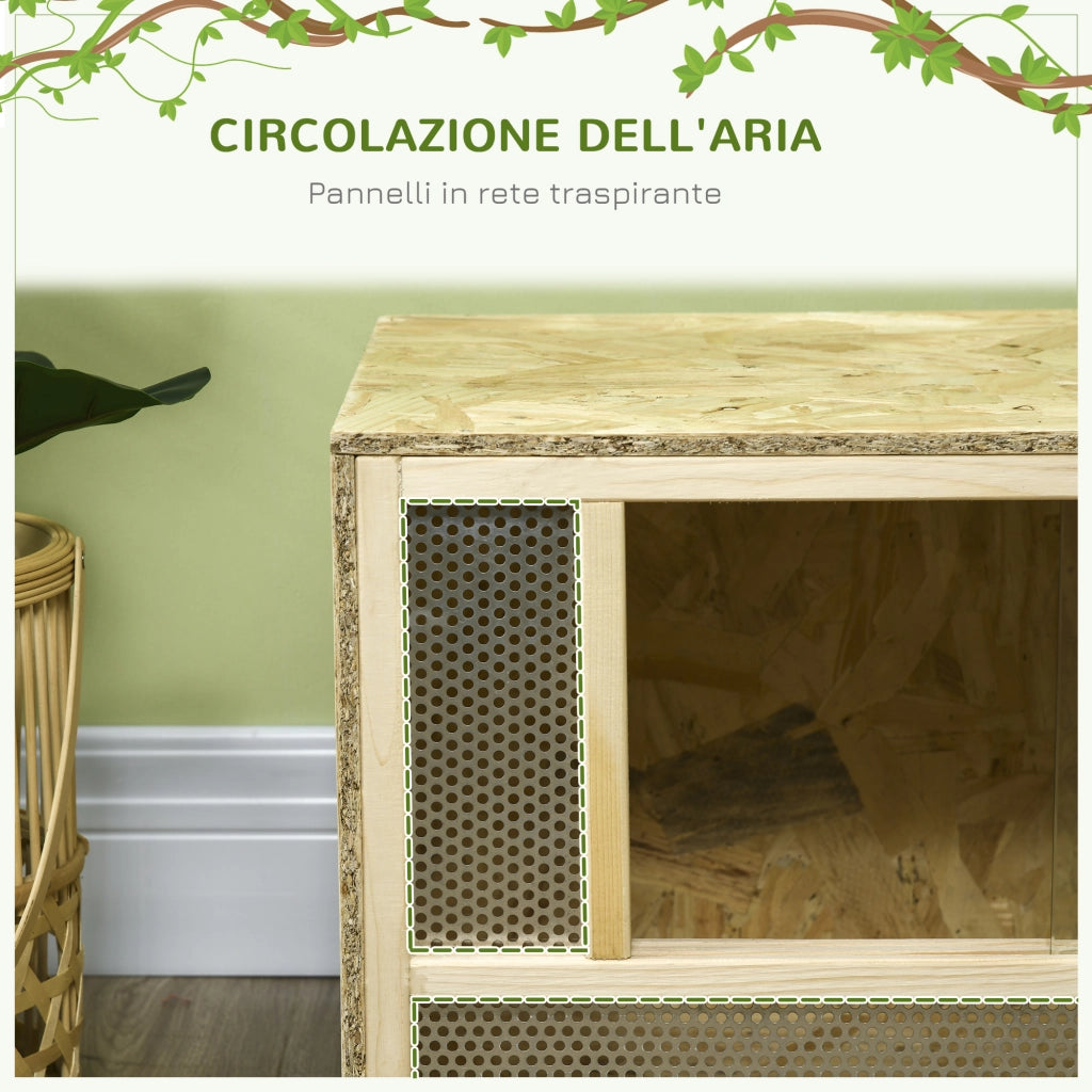 Terrario per Rettili ¨C zephmum ¨C Legno, Vetro, Rete, 40x80x40 cm