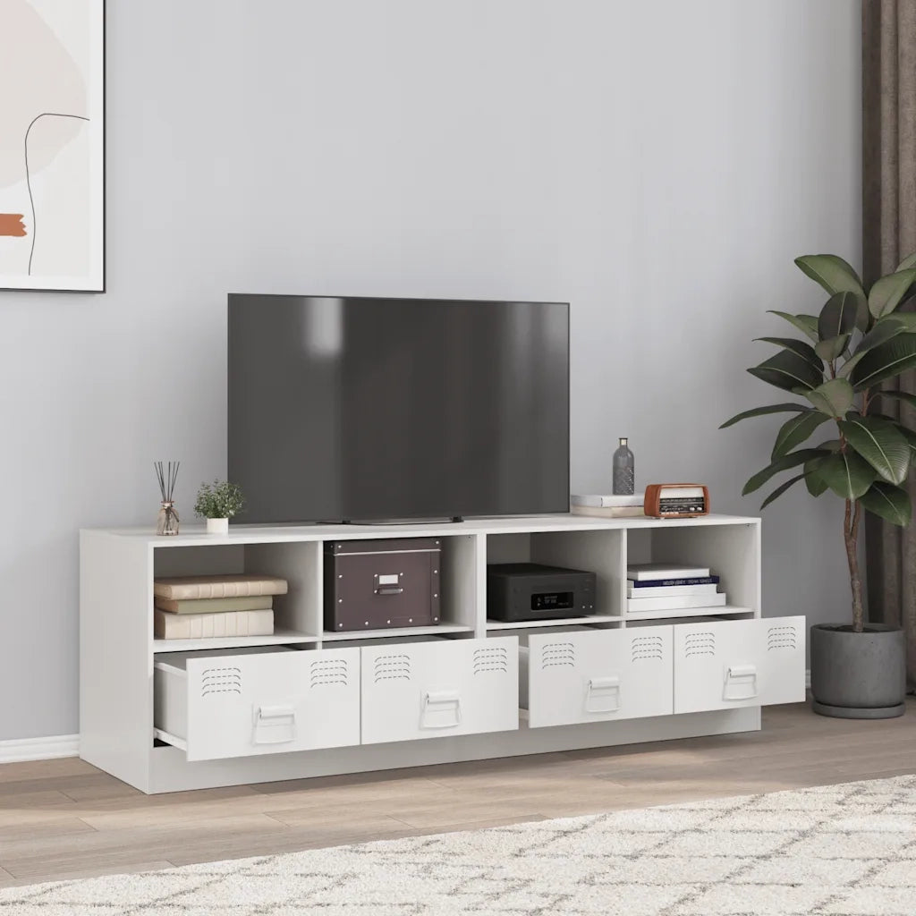 Mobili TV 2 pz-Set di 2 Credenza per TV Bianchi 67x39x44 cm in Acciaio 977758