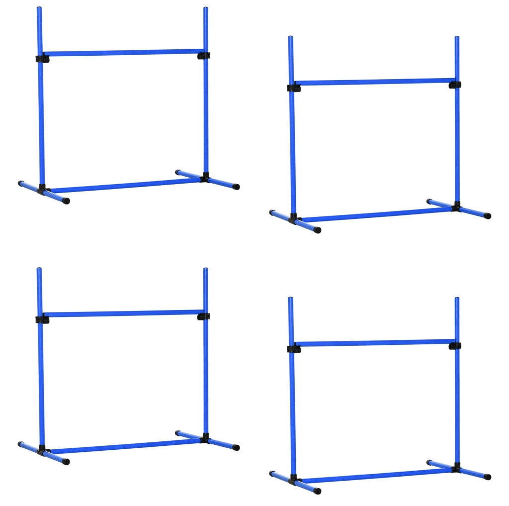 Set agility per cani regolabile blu con 4 ostacoli