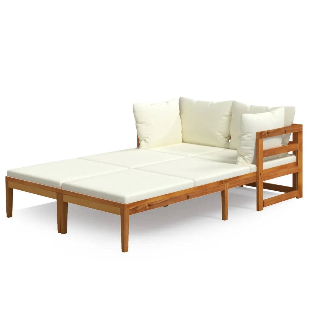 Lettini Prendisole con Cuscini Crema 2 pz Legno d'Acacia 3087268