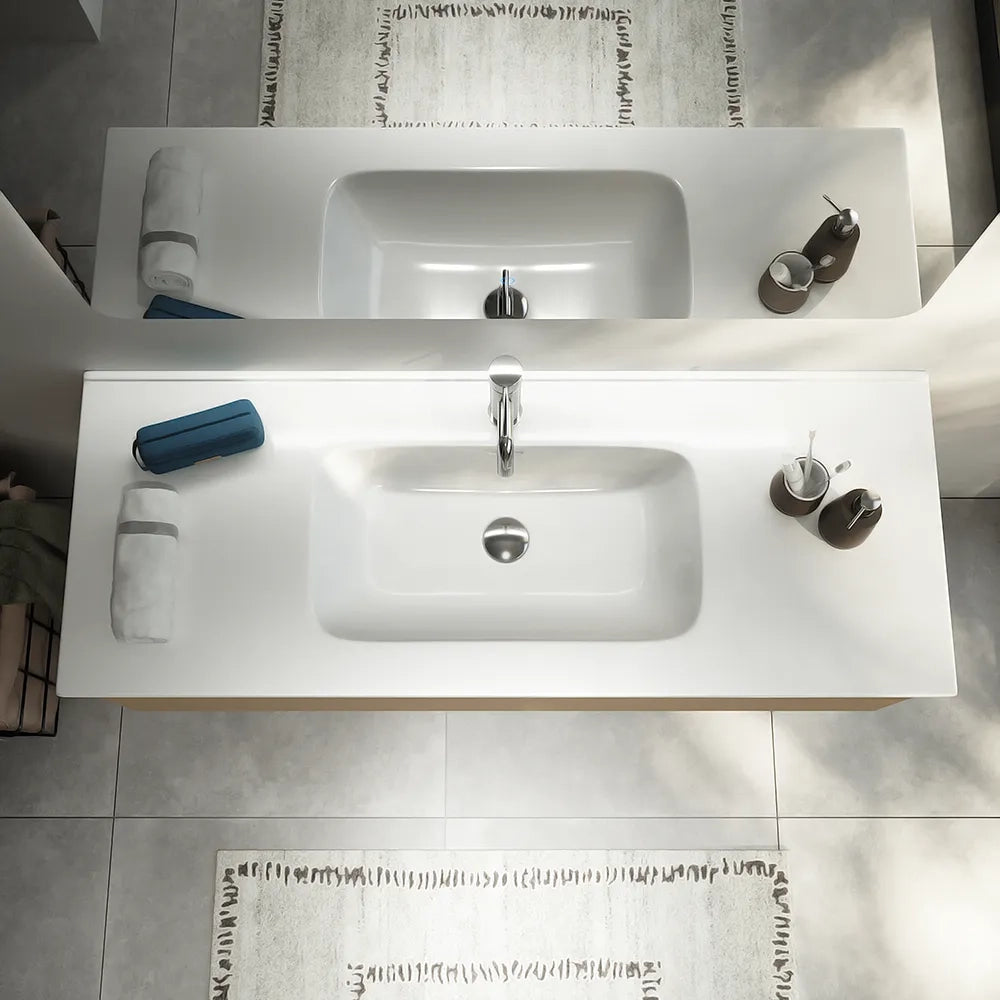 Mobile bagno sospeso 90 cm sabbia opaco un cassettone con lavabo | Bako