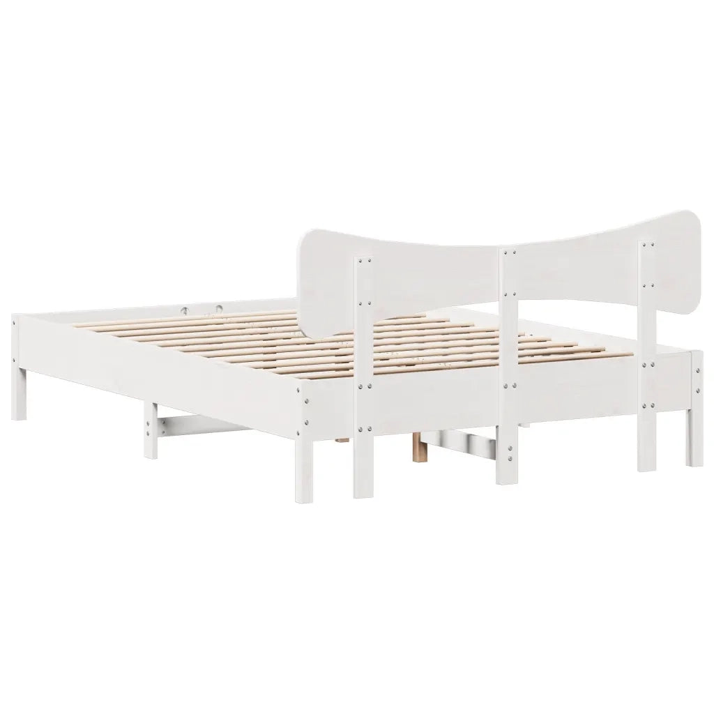Letto matrimoniale | Letto per adulti | Giroletto senza Materasso Bianco 135x190 cm Legno Massello Pino