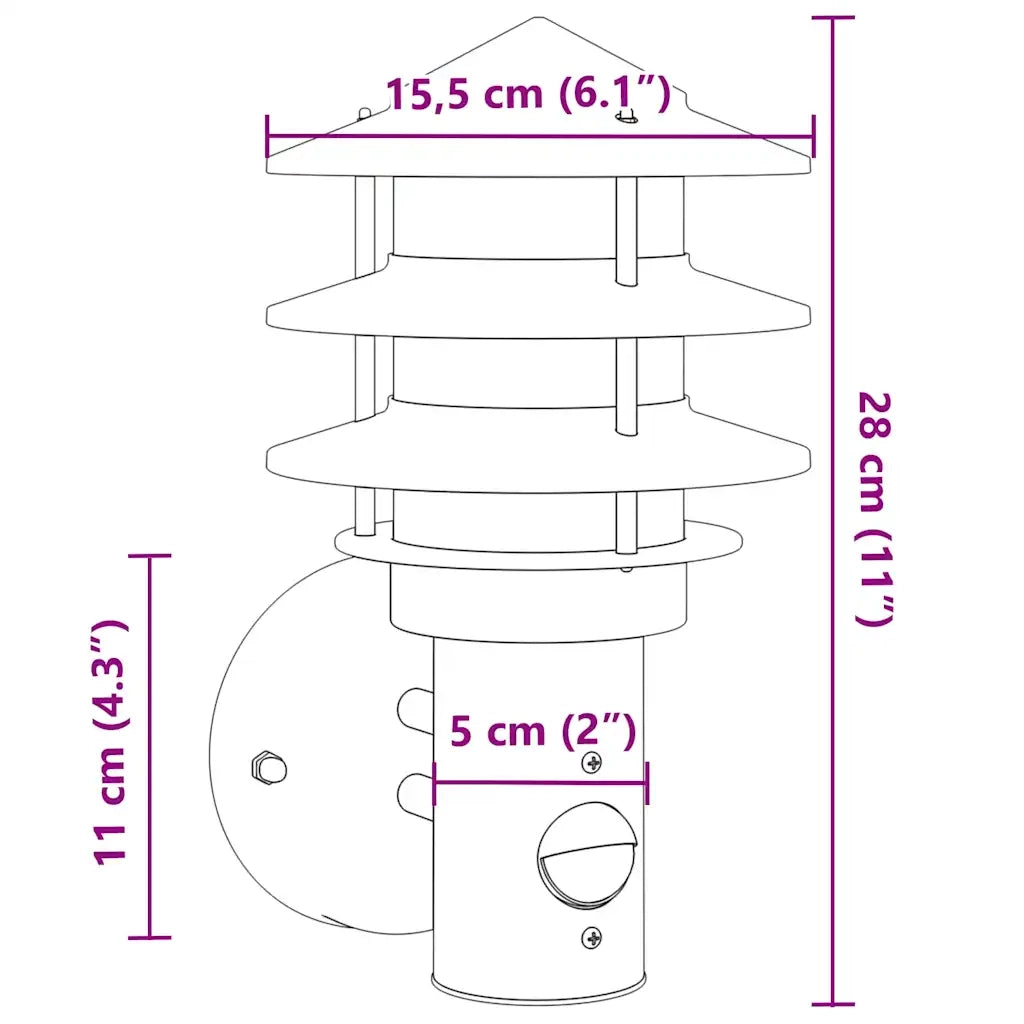 Applique per Esterno con Sensore 2 pz Nere in Acciaio Inox CFW7660556