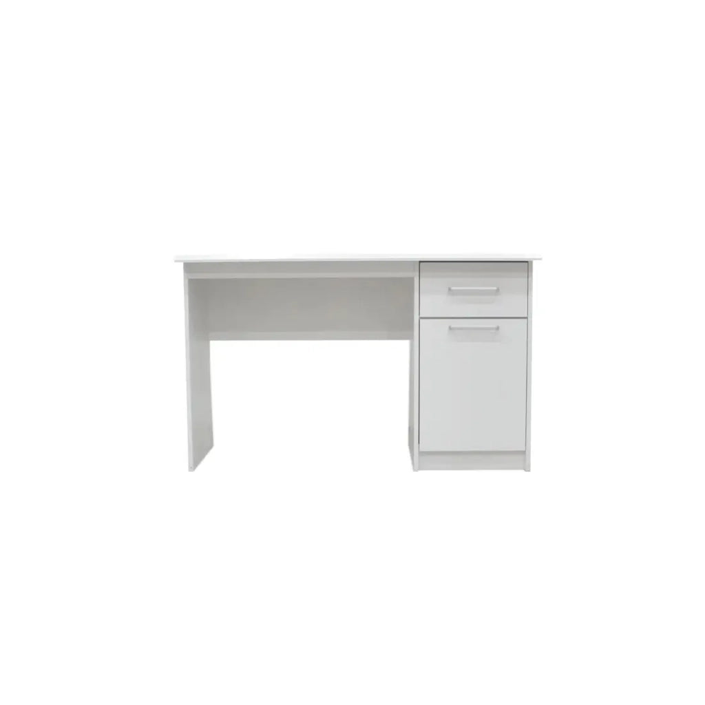 Scrivania retta della collezione PRAGA con un cassetto e una porta di colore bianco