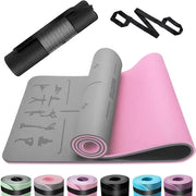 Mat di yoga TPE 6 mm con superficie antiscivolo amichevole per la pelle - grigio 183 x 61 cm con cinturino e sacchetto - per allenamento a casa e mat per sport