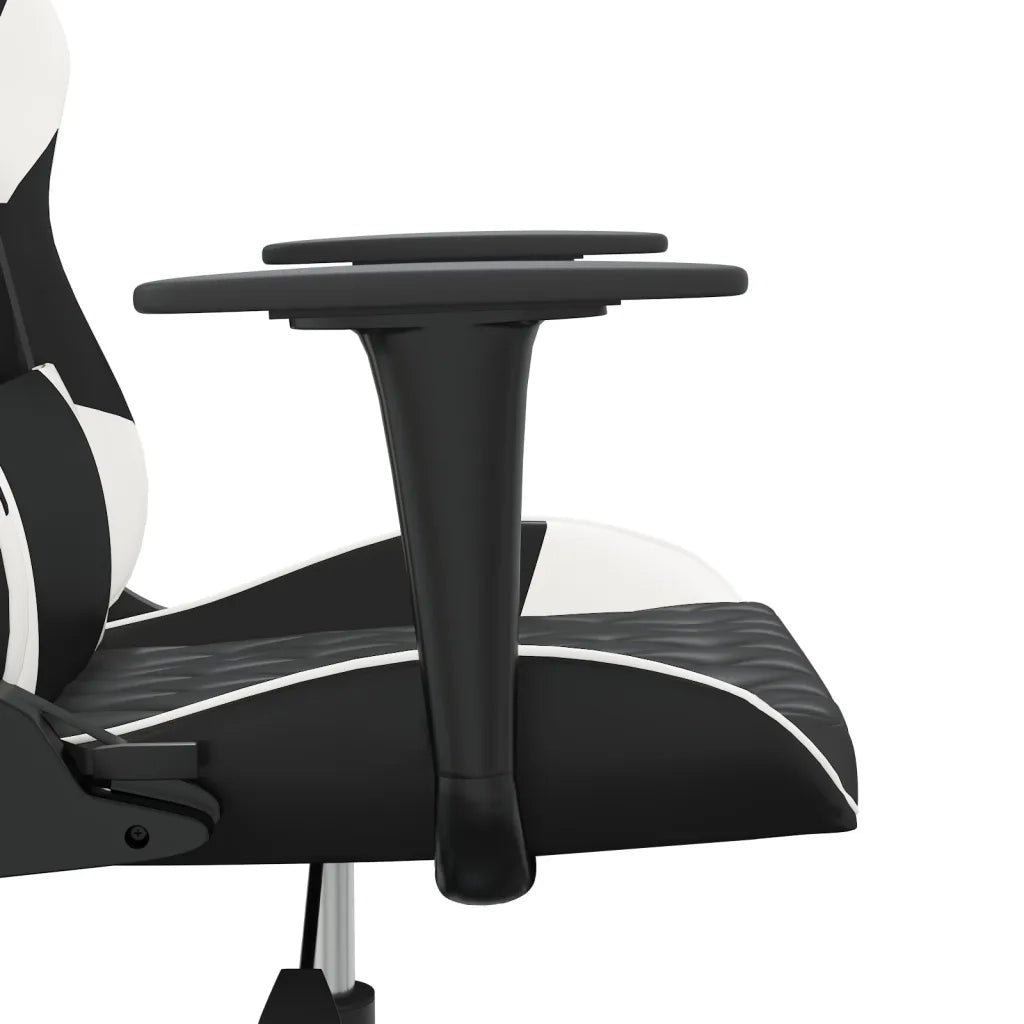 vidaXL Sedia da Gaming Massaggiante Nera e Bianca in Similpelle