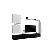 Mobile da soggiorno da parete SWITCH VIII. Mobile porta TV da parete design, colori nero e bianco lucido.