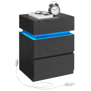 Comodino con striscia LED multicolore regolabile 3 cassetti tavolino in stile moderno 335 x 40 x 55 cm nero 12_0007598