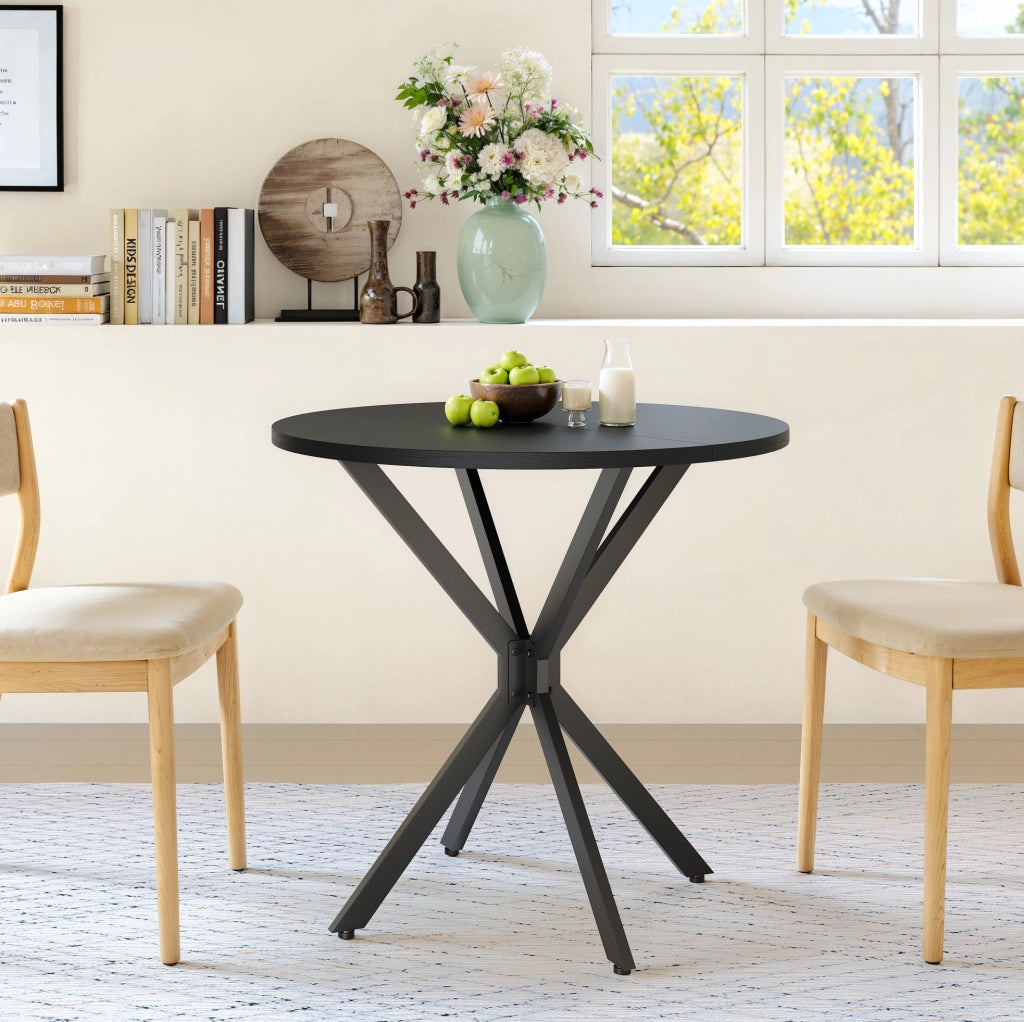 Tavolo rotondo nero Ø 80 cm con gambe a X