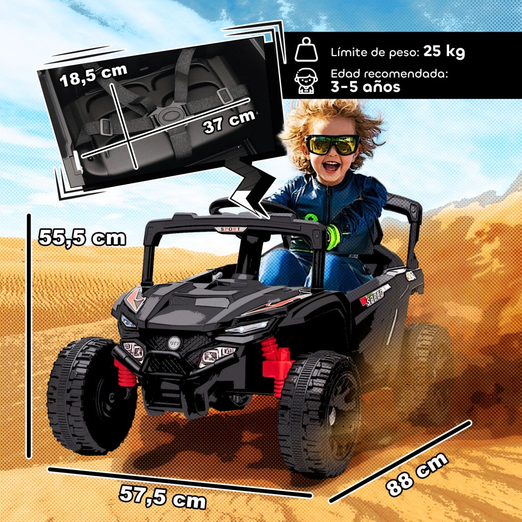 Auto Elettrica Bambini 12V 2 Motori Telecomando Sospensione Luci Musica ¨C Xylo ¨C Nero