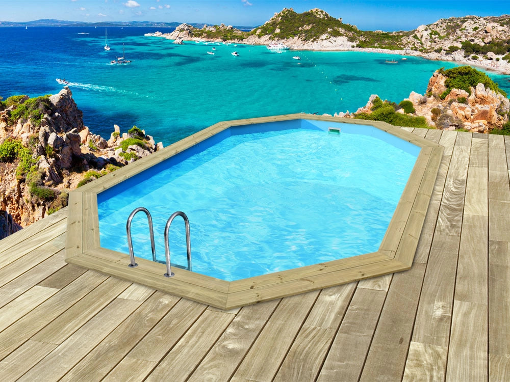 Piscina da girdino 6,50x4,40x1,31 m in legno Baléares