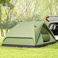 Tenda da Campeggio per 3 Persone Impermeabile 205x275x135H cm con Tasche e Gancio per Lanterna Verde