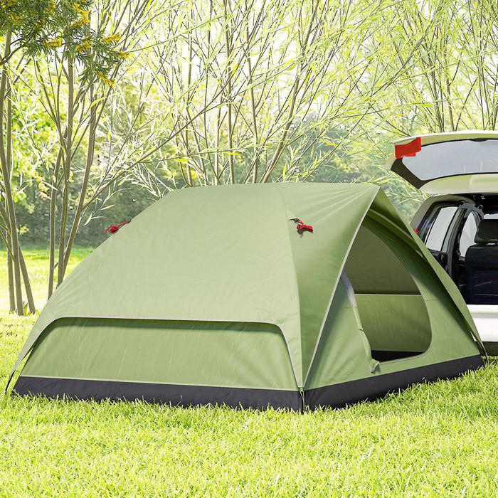 Tenda da Campeggio per 3 Persone Impermeabile 205x275x135H cm con Tasche e Gancio per Lanterna Verde
