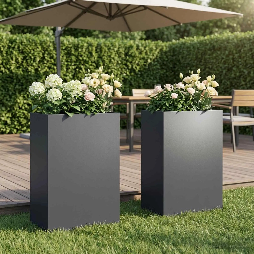 Vaso da giardino 2 pz Antracite 40 x 30 x 75 cm 8005503