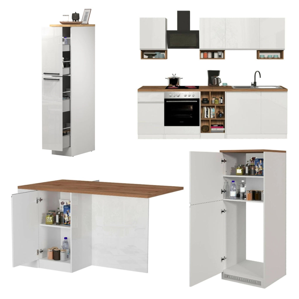 Cucinino Armend, Cucina Modulabile, Elettrodomestici non inclusi, Made in Italy, Bianco Lucido