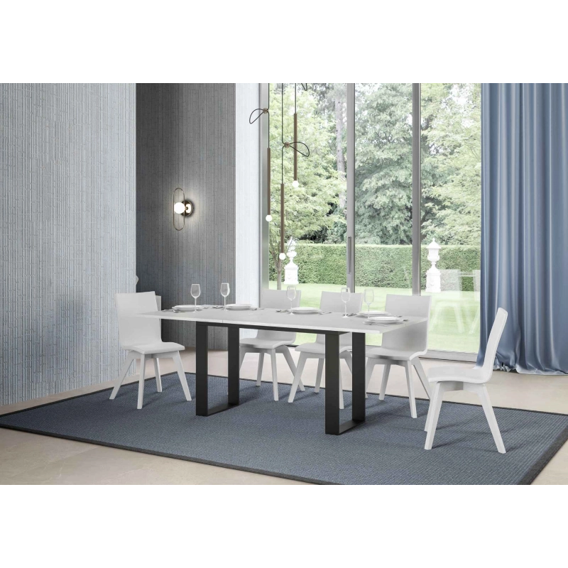 Tavolo apribile 120/200x45/90 cm Tecno Double telaio Antracite - Bianco Frassino