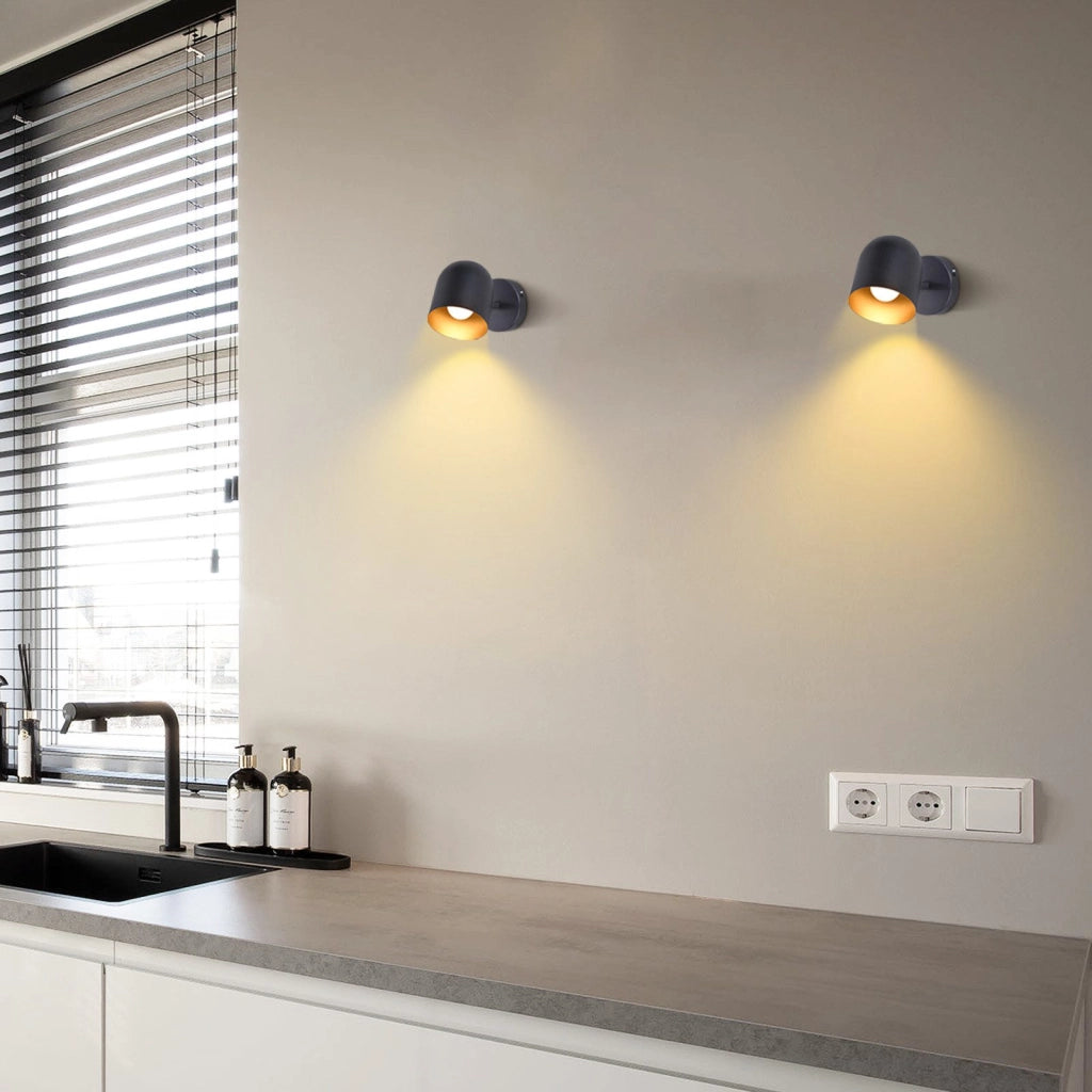 ZMH Faretto da soffitto 1 fiamma nero-oro Faretto da soffitto orientabili 350° industriale per corridoio