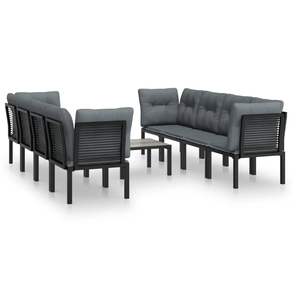 Set Salotto da Giardino 9 pz Nero e Grigio in Polyrattancod mxl 76724