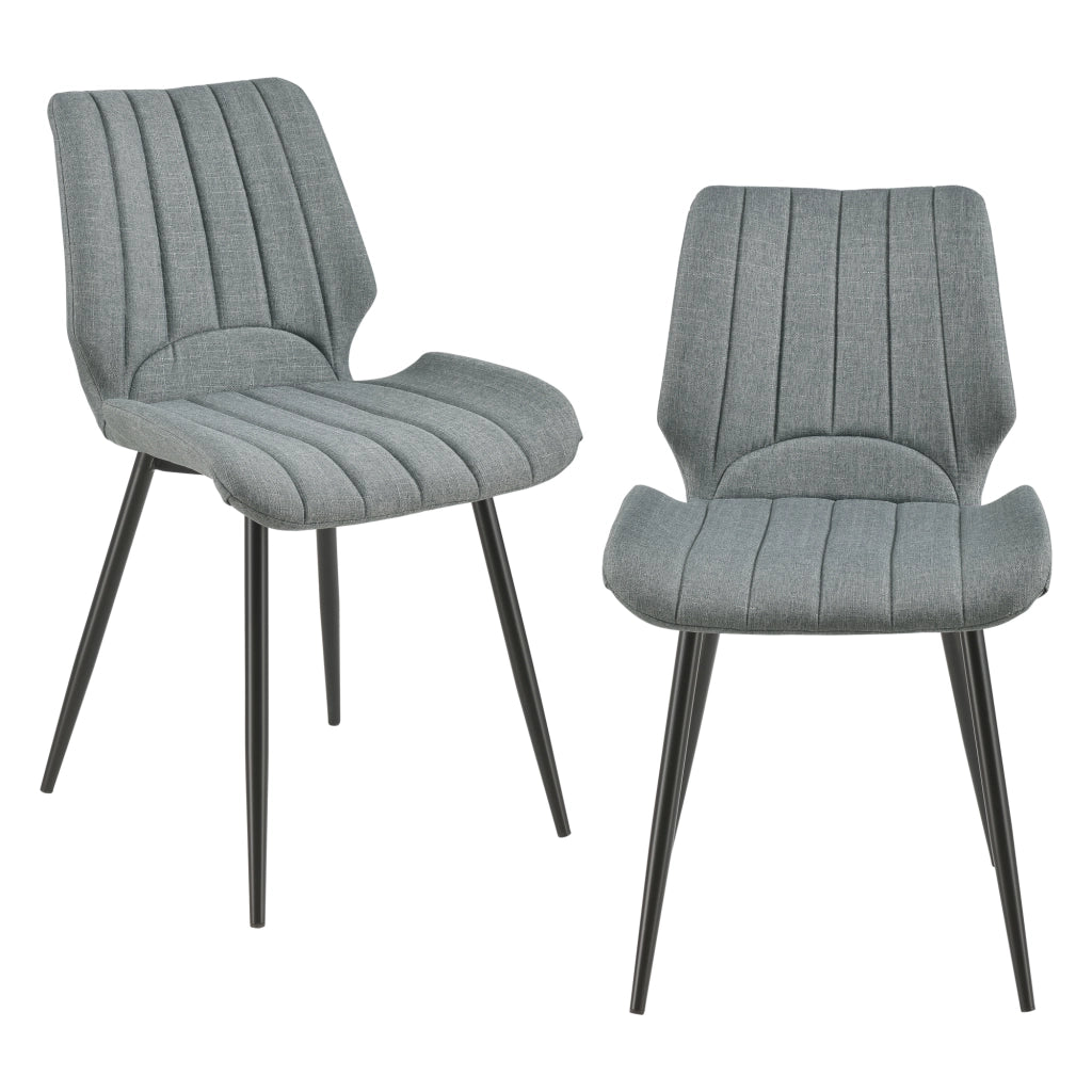 [en.casa] Sedia per Sala da Pranzo Pohorje 77 x 57,5 x 46 cm Set di 2 Tessuto Imbottito Grigio Scuro